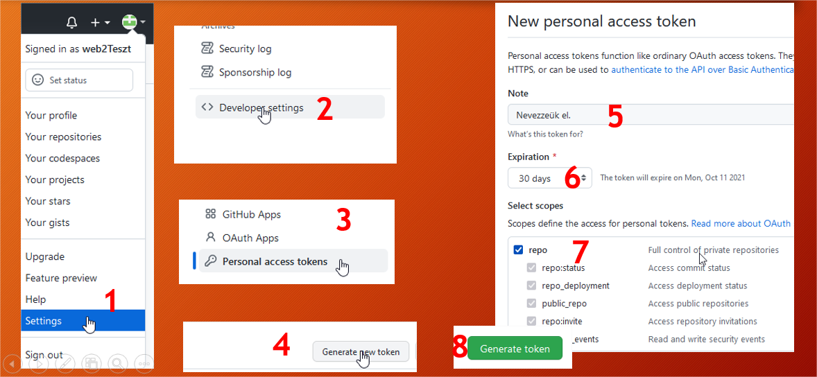 Git hitelesítés lépései